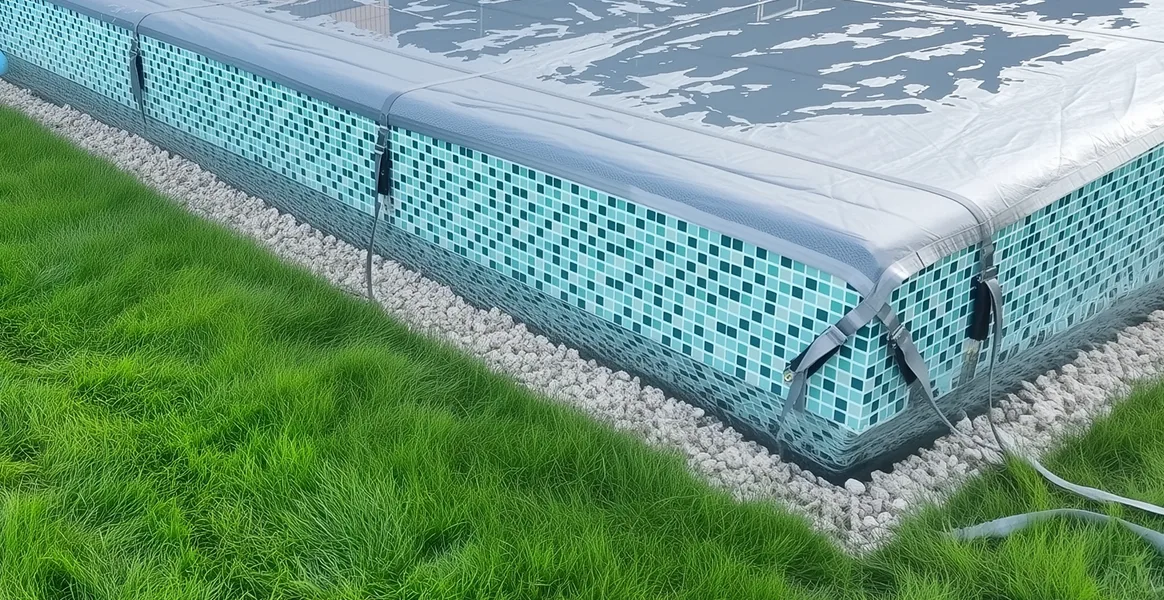 Покрывало для бассейна под снегом — защита зимой в Кстово